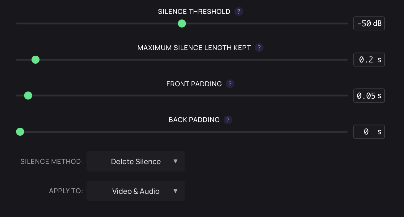 Silence Remover Adjustable Controls Interface